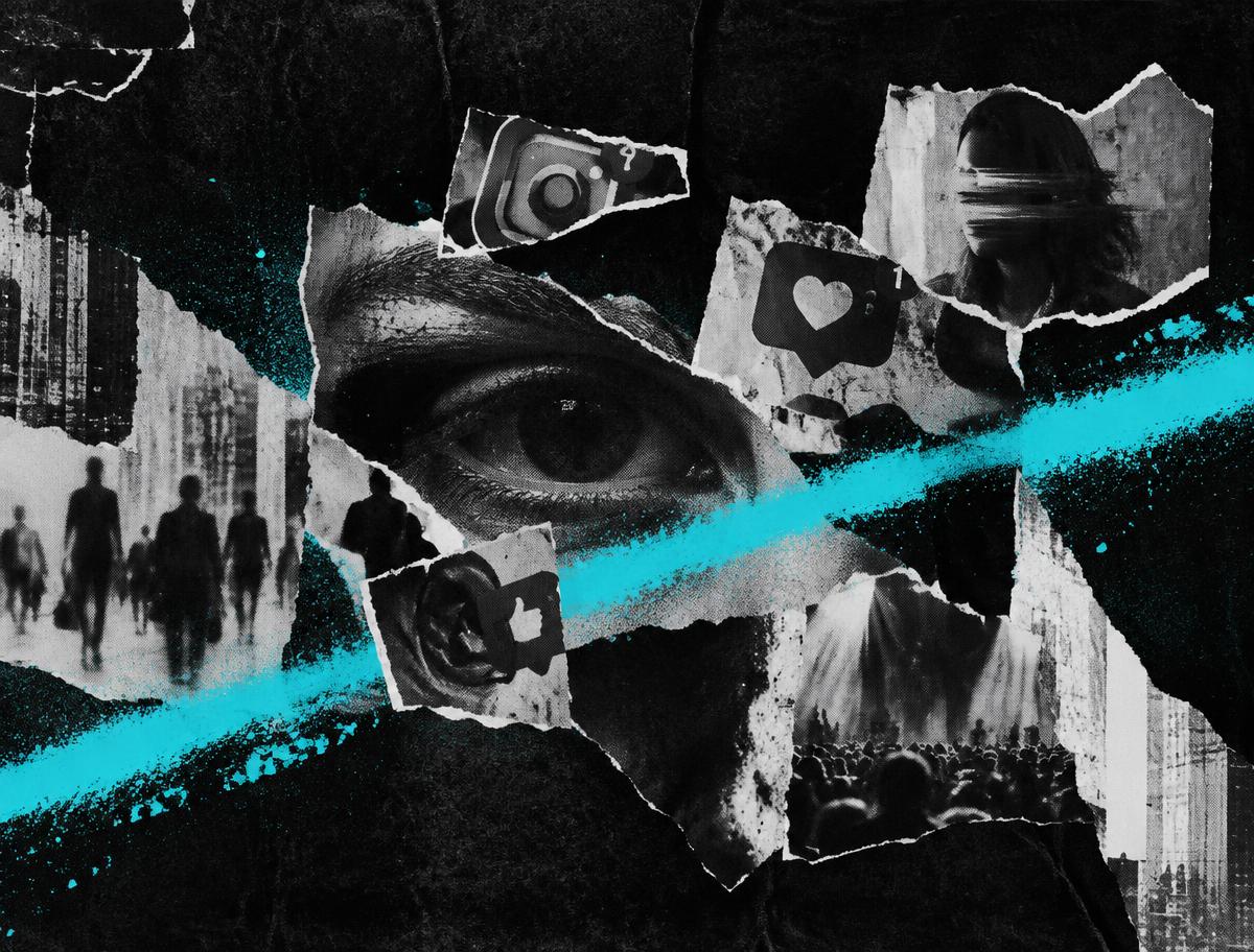 Cyan and black proposed ATTENTION protest print